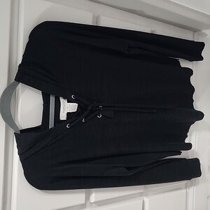 Workshop Republic Lace Eyelet Hooded Pullover Sweater M